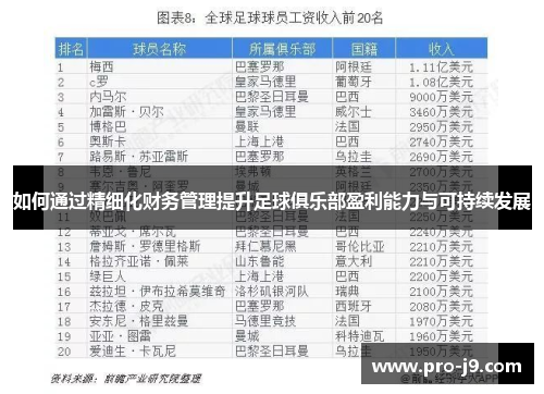 如何通过精细化财务管理提升足球俱乐部盈利能力与可持续发展