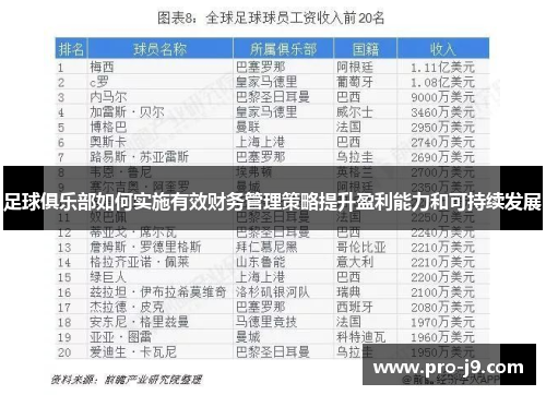足球俱乐部如何实施有效财务管理策略提升盈利能力和可持续发展 足球俱乐部如何实施有效财务管理策略提升盈利能力和可持续发展